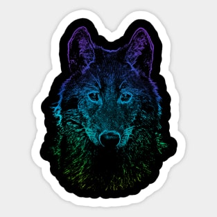 Dramabite Wolf rainbow drawing animal wildlife hand-drawn artsy Sticker